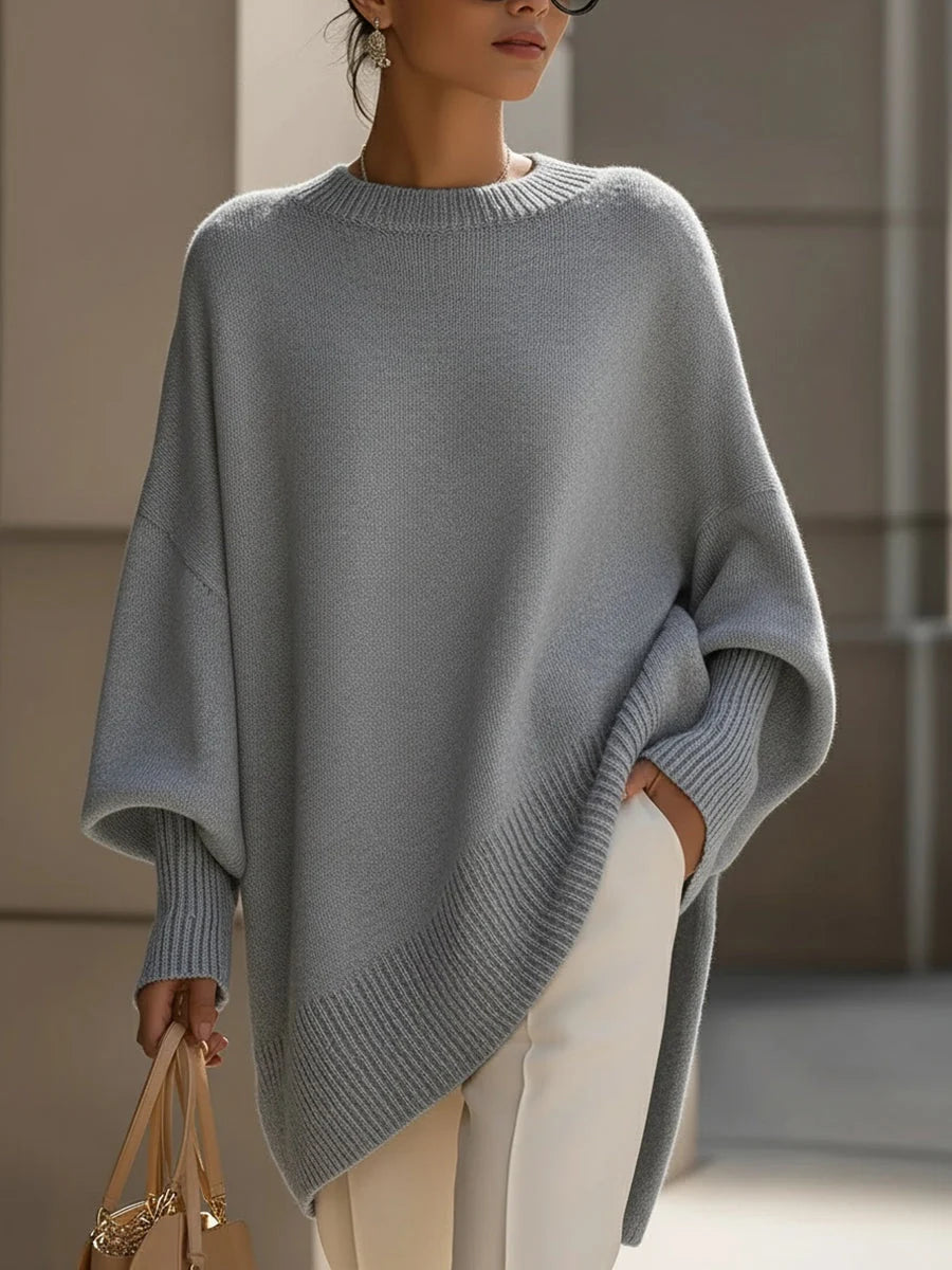 Women's Oversized Jumper | Wool Blend, Asymmetrical Hem, Ribbed Cuffs 8
