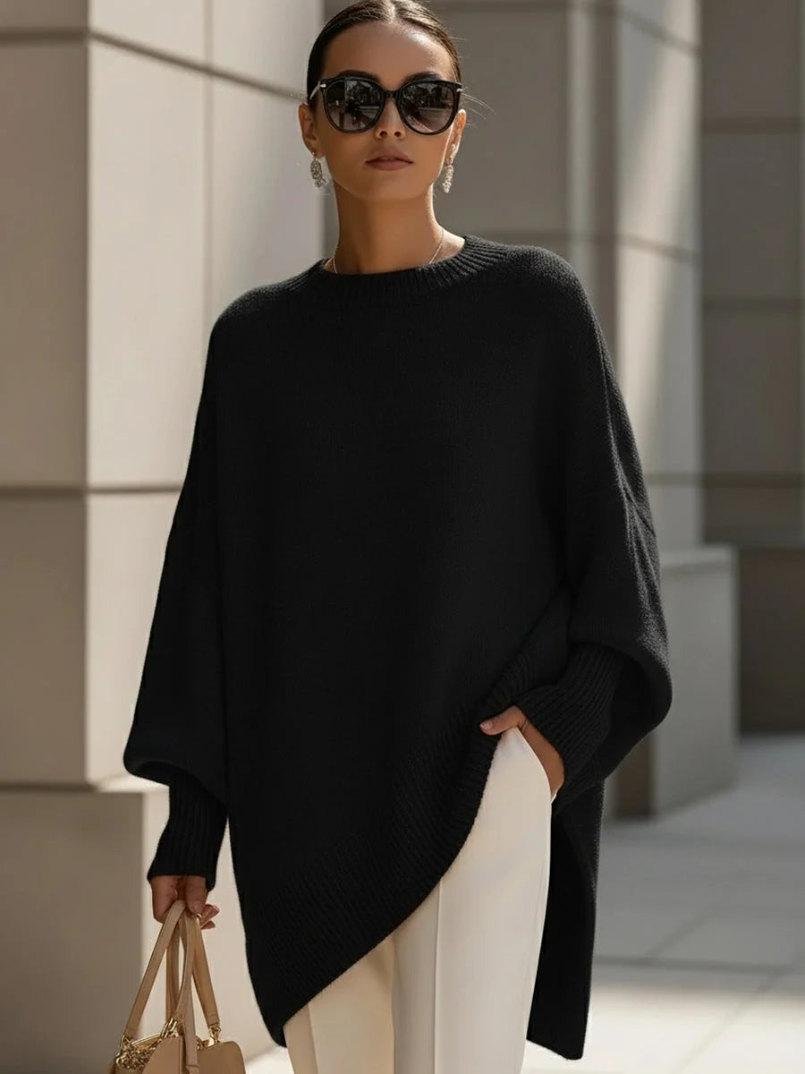 Women's Oversized Jumper | Wool Blend, Asymmetrical Hem, Ribbed Cuffs 9