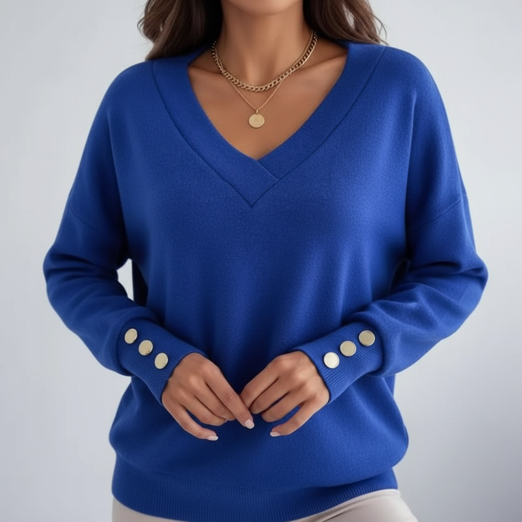 Women's Oversized Sweater | Breathable Knit, V-Neck, Loose Fit 0