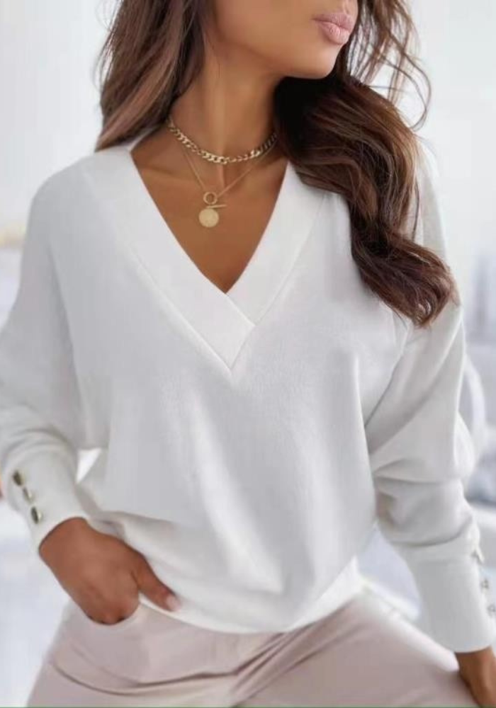 Women's Oversized Sweater | Breathable Knit, V-Neck, Loose Fit 1