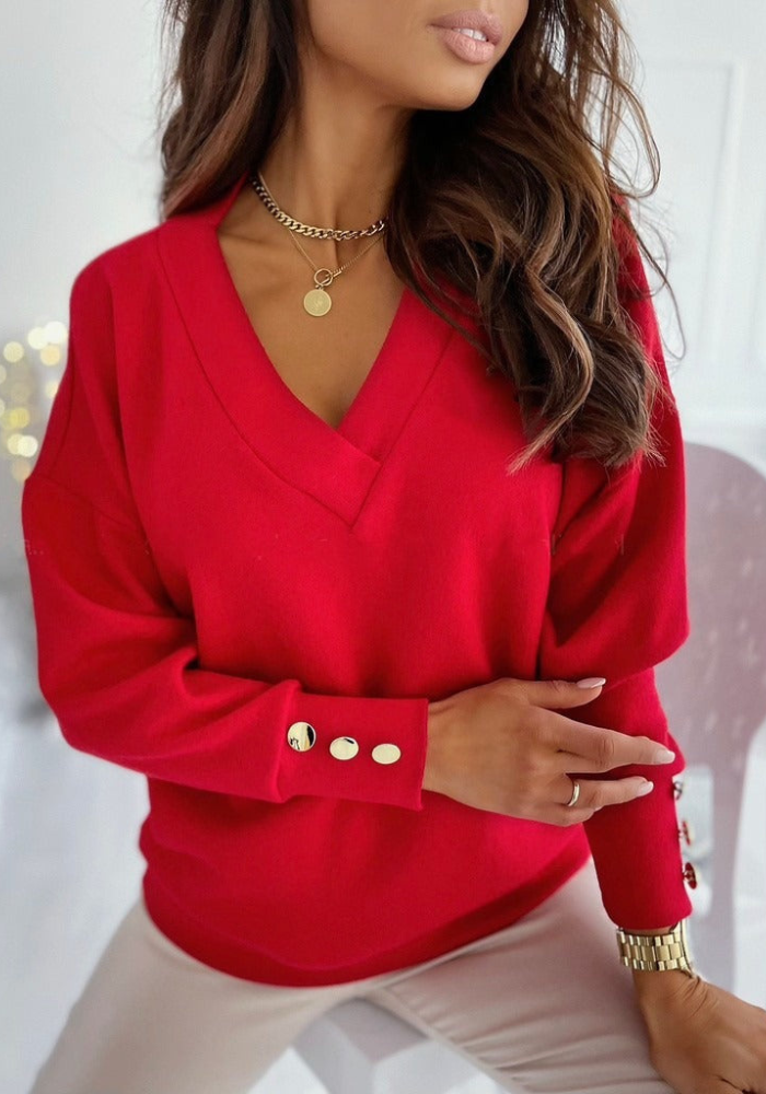 Women's Oversized Sweater | Breathable Knit, V-Neck, Loose Fit 3