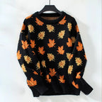 Women's Oversized Sweater | Maple Leaf Knit, Crew Neck, Long Sleeve 3