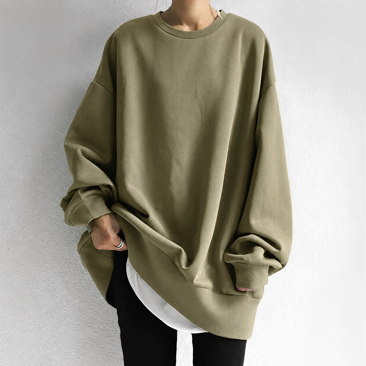 Women's Oversized Sweater | Relaxed Fit, Crew Neck Tunic 1