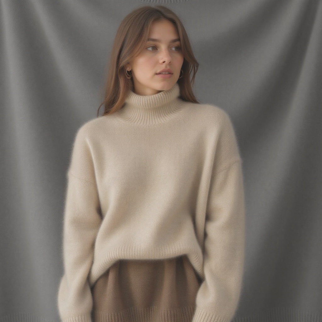 Women's Oversized Sweater | Soft Knit Turtleneck, Relaxed Fit 1