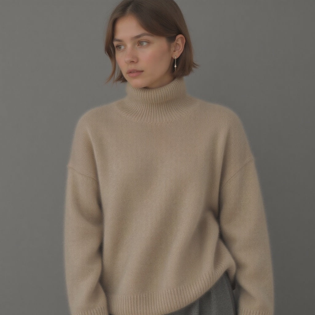 Women's Oversized Sweater | Soft Knit Turtleneck, Relaxed Fit 2