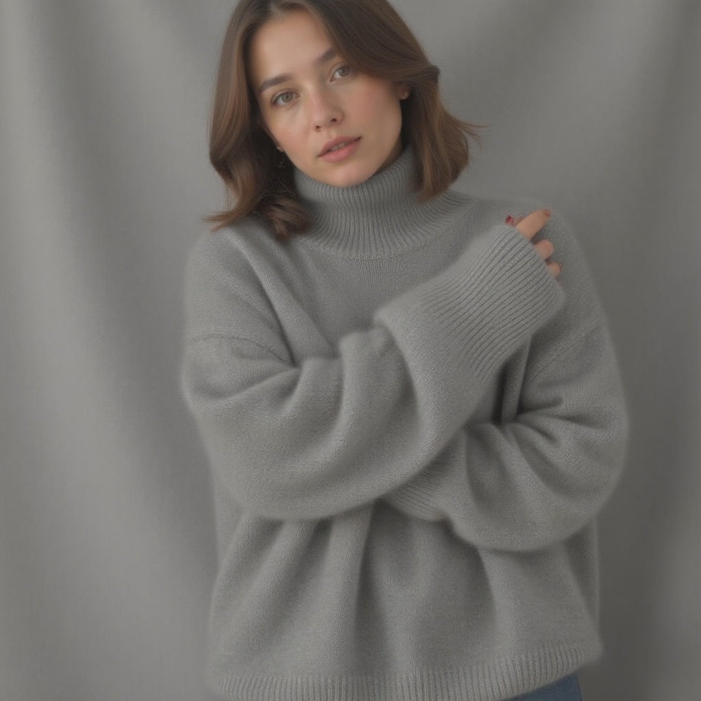 Women's Oversized Sweater | Soft Knit Turtleneck, Relaxed Fit 5