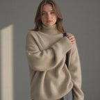 Women's Oversized Sweater | Soft Knit Turtleneck, Relaxed Fit 7