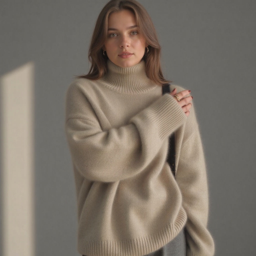 Women's Oversized Sweater | Soft Knit Turtleneck, Relaxed Fit 7