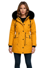 Women's Parka Jacket | Faux Fur Hood, Adjustable Waist, Double Closure 0
