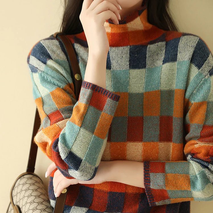 Women's Plaid Sweater | Soft Knit, Elegant Fit, Versatile Design 0