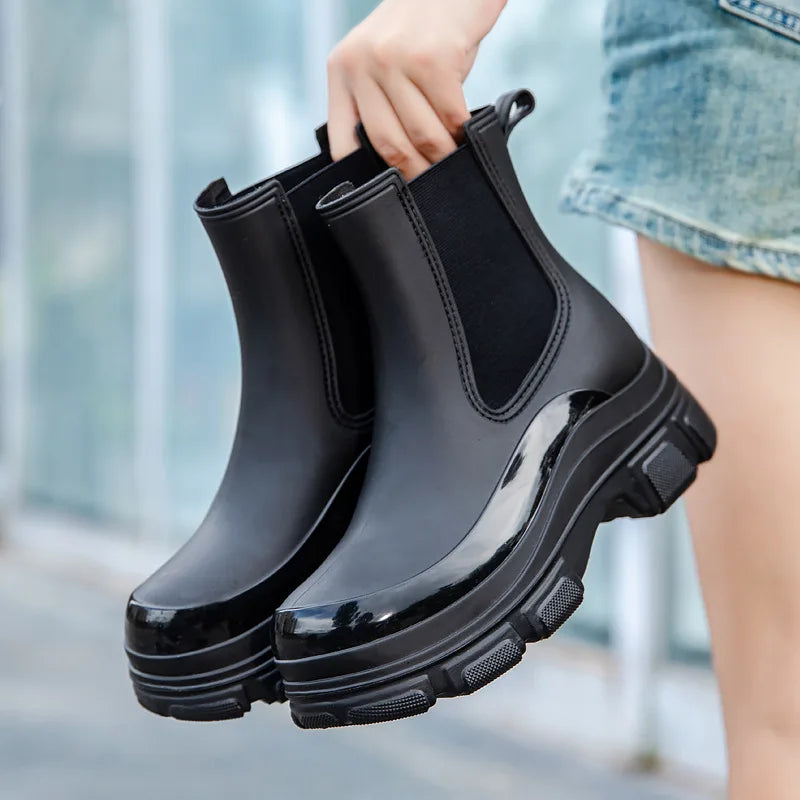 Women's Rain Boots | Waterproof Rubber, Mid-Calf, Platform Sole 1