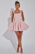 Women's Sequin Mini Dress | Flared Skirt with Bow Detail, Elegant Cocktail Dress 7