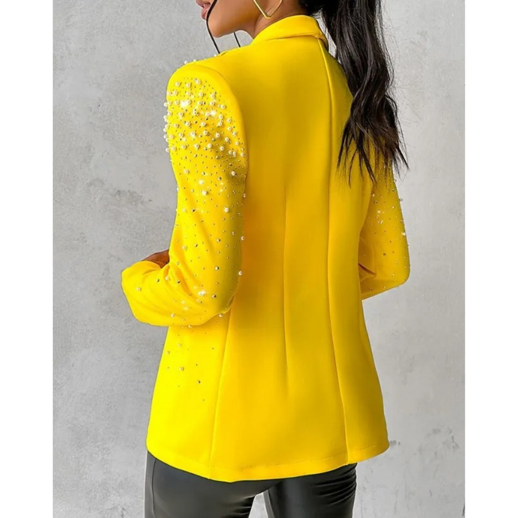 Women's Slim Blazer | Tailored Fit, Pearl Details, Elegant Style 1