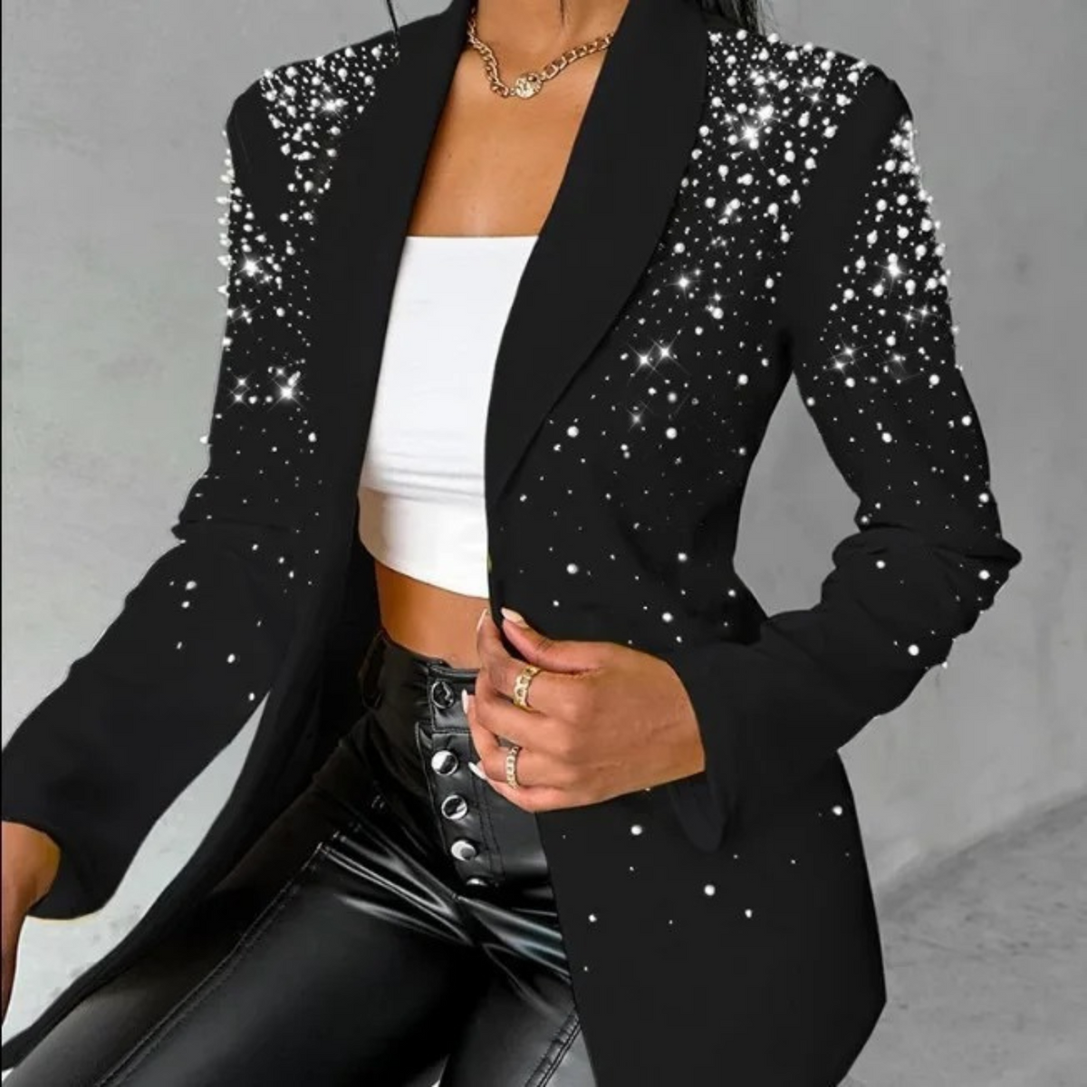Women's Slim Blazer | Tailored Fit, Pearl Details, Elegant Style 2