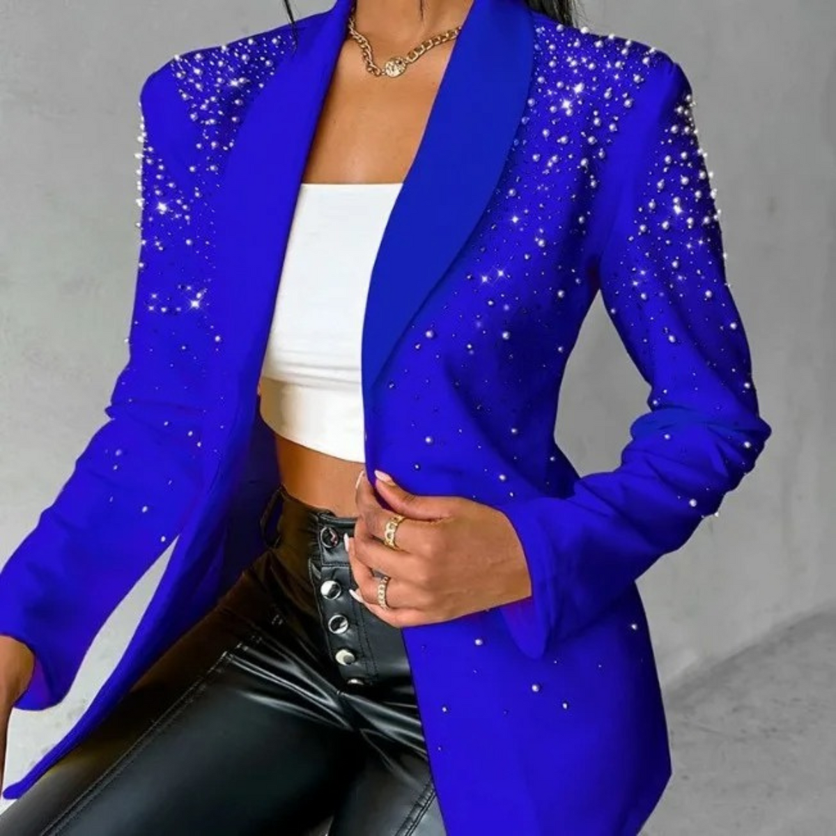 Women's Slim Blazer | Tailored Fit, Pearl Details, Elegant Style 4