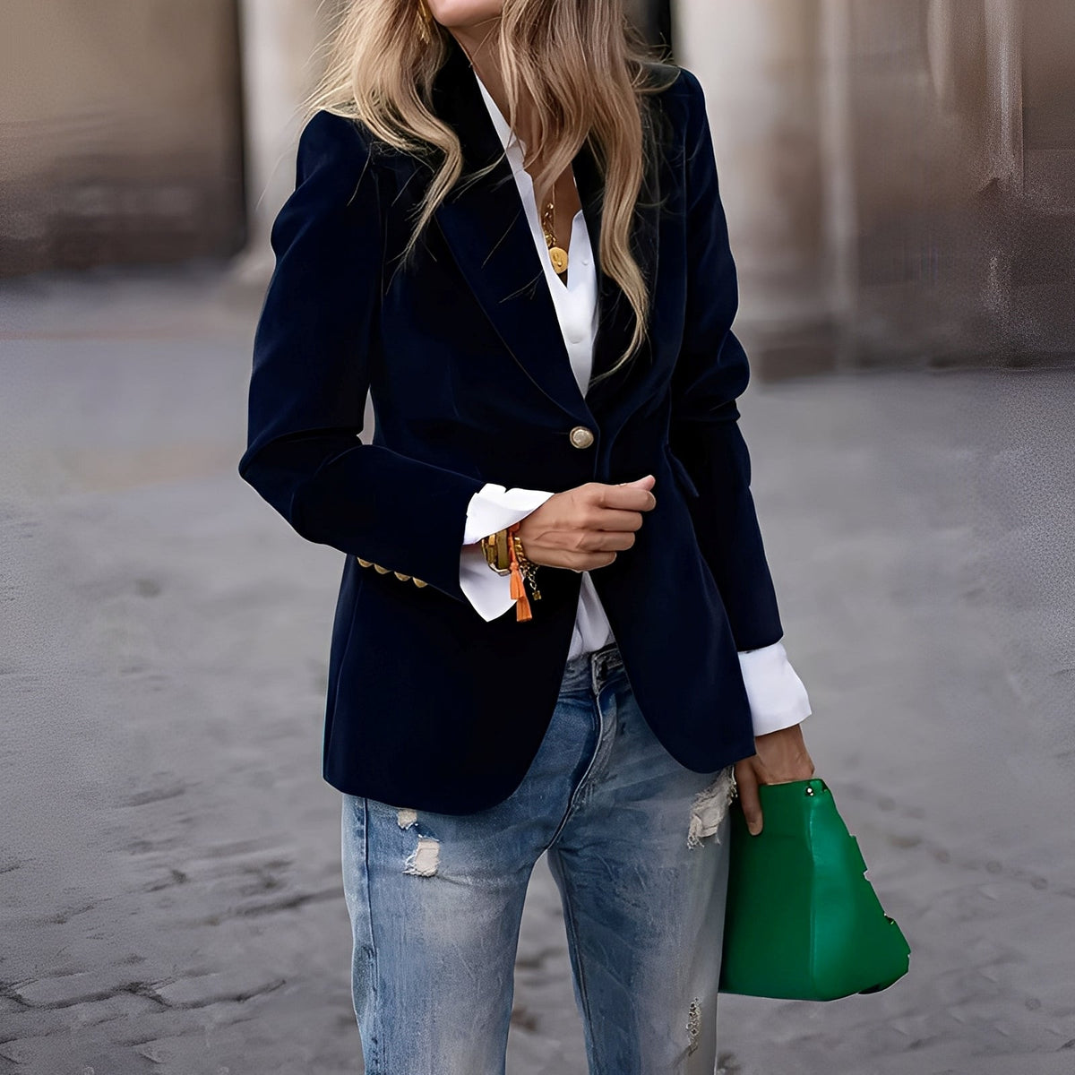 Women's Slim Velvet Blazer | Fitted Cut, Elegant Gray 3