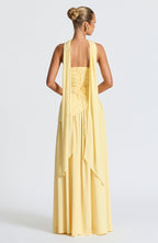 Women's Strapless Maxi Dress | Black, Asymmetric Waist, High Slit 8