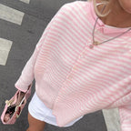 Women's Striped Cardigan | Soft Fluffy Knit, Relaxed Fit 3