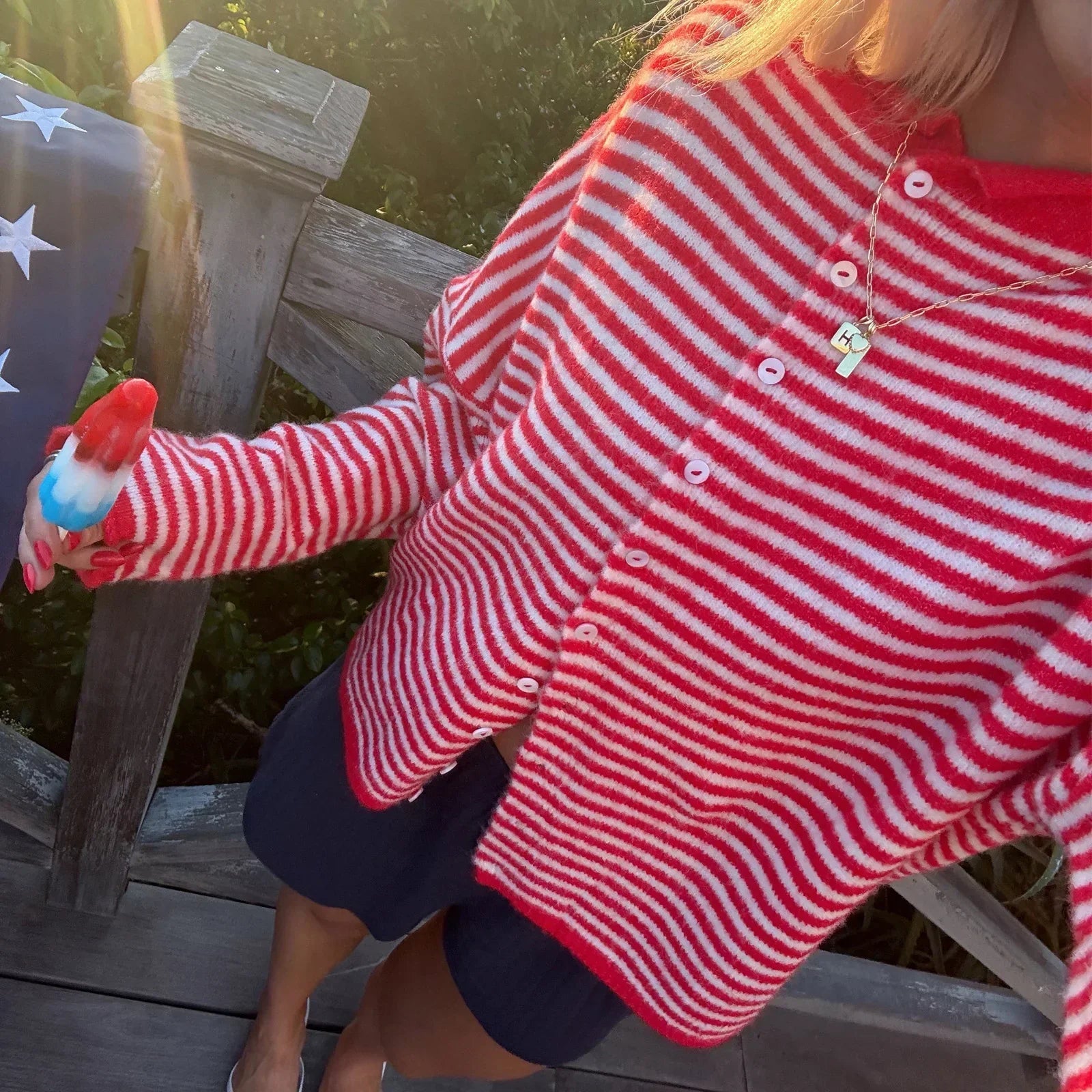 Women's Striped Cardigan | Soft Fluffy Knit, Relaxed Fit 6