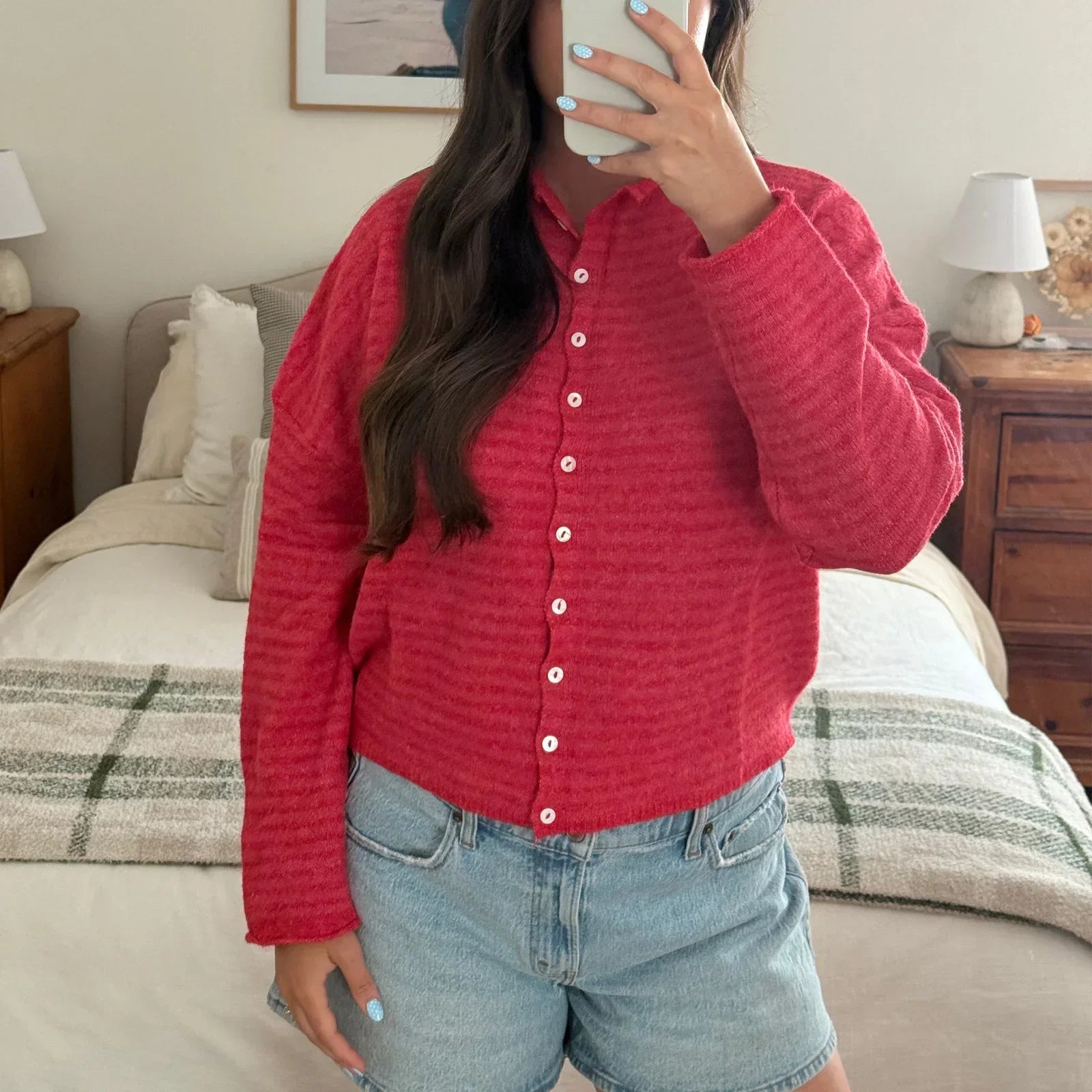 Women's Striped Cardigan | Soft Fluffy Knit, Relaxed Fit 7