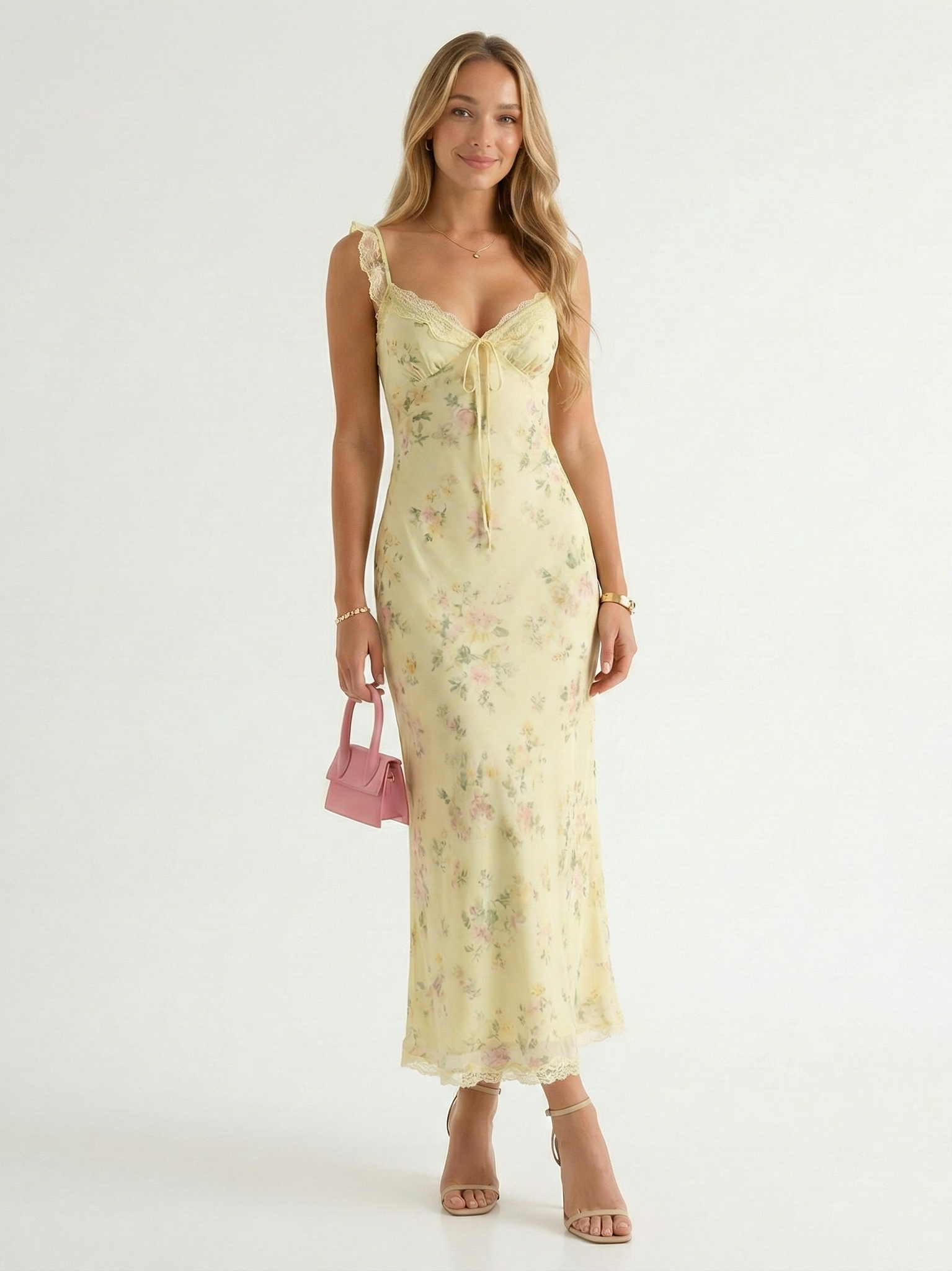 Women's Summer Dress | Floral Midi Sundress, Spaghetti Strap 1