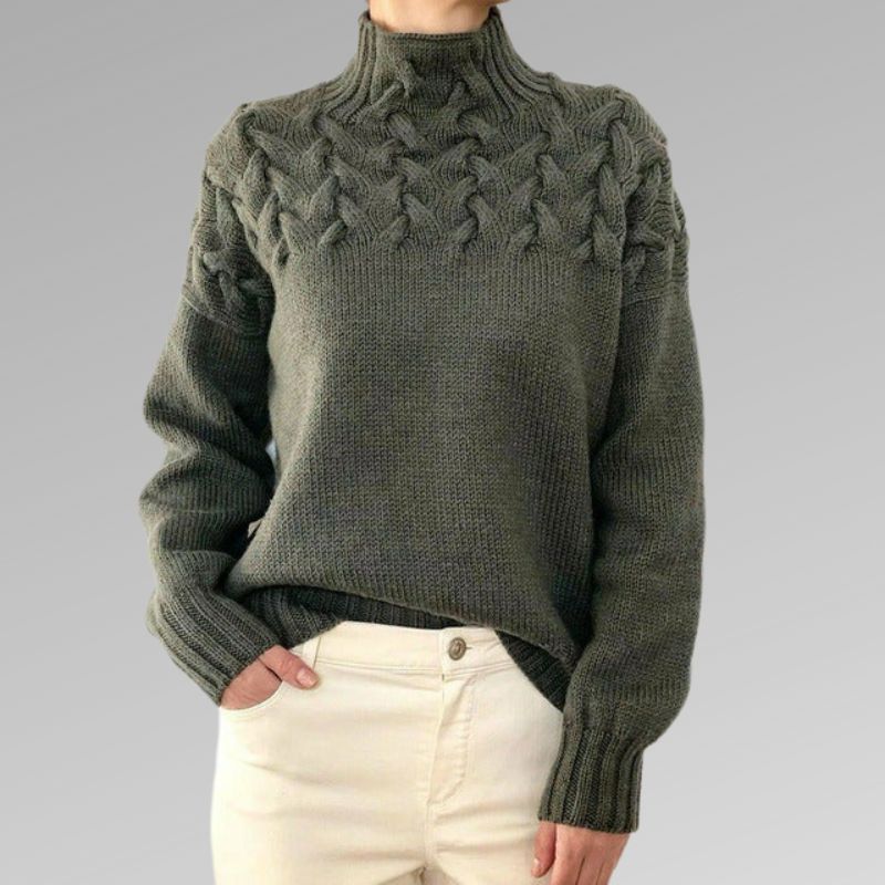 Women's Sweater | Blended Cotton Rolled Collar, Tailored Fit 2