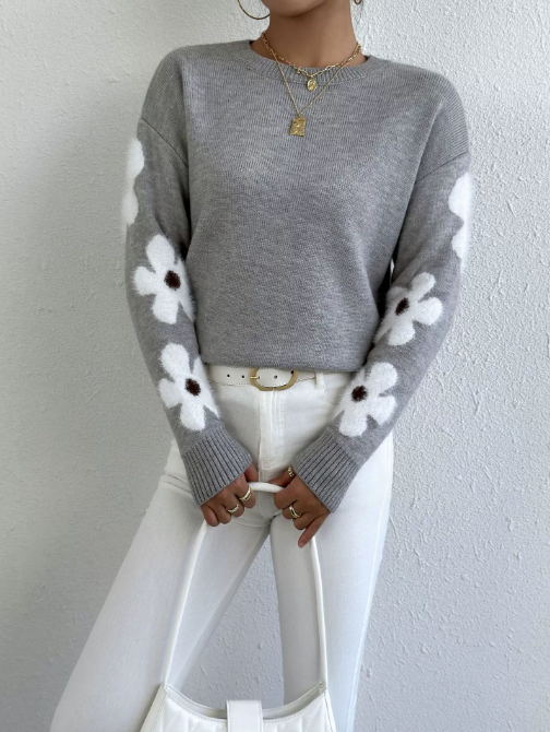 Women's Sweater | Soft Knit Floral Pattern, Comfortable Fit 0