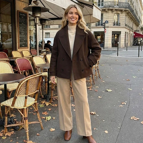 Women's Trench Coat | Double Breasted, Vintage Lapel, Long Sleeves, Khaki and Coffee 1
