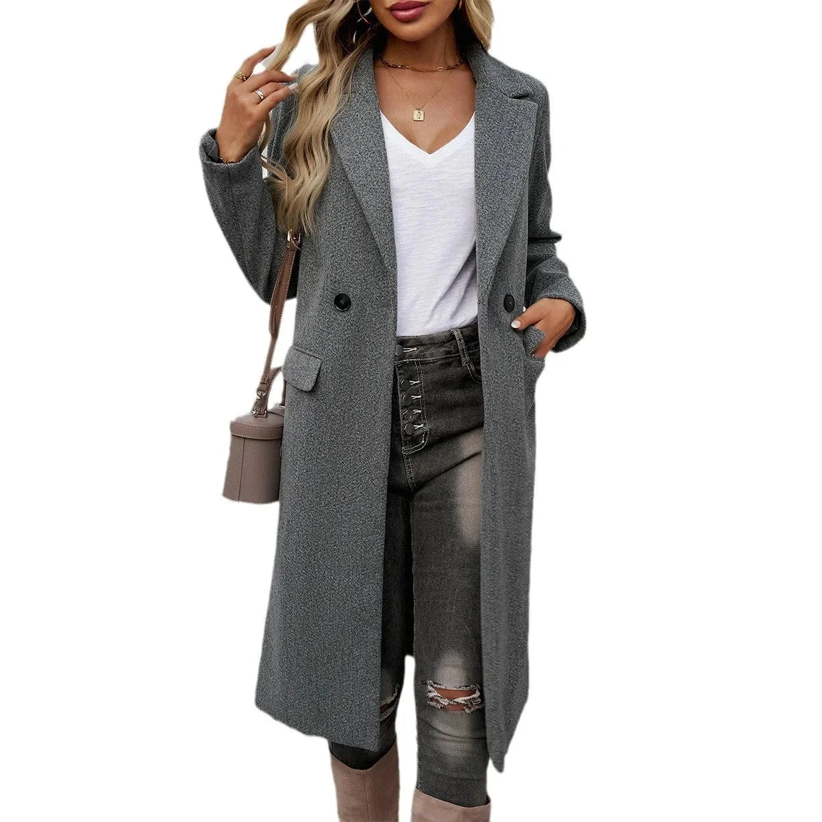 Women's Trench Coat | Oversized Fit, Midi Length, Notched Lapel, Self-Tie Belt 3