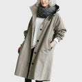Women's Trench Coat | Waterproof, Hooded, Adjustable Belt, Long 0
