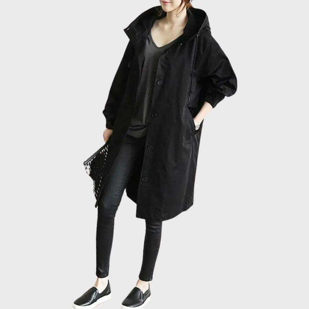 Women's Trench Coat | Waterproof, Hooded, Adjustable Belt, Long 1