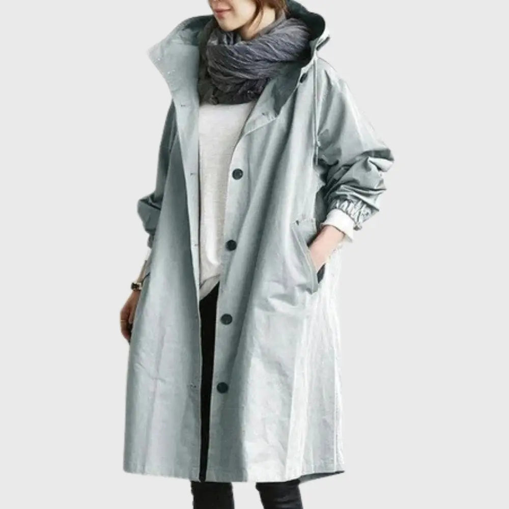 Women's Trench Coat | Waterproof, Hooded, Adjustable Belt, Long 2