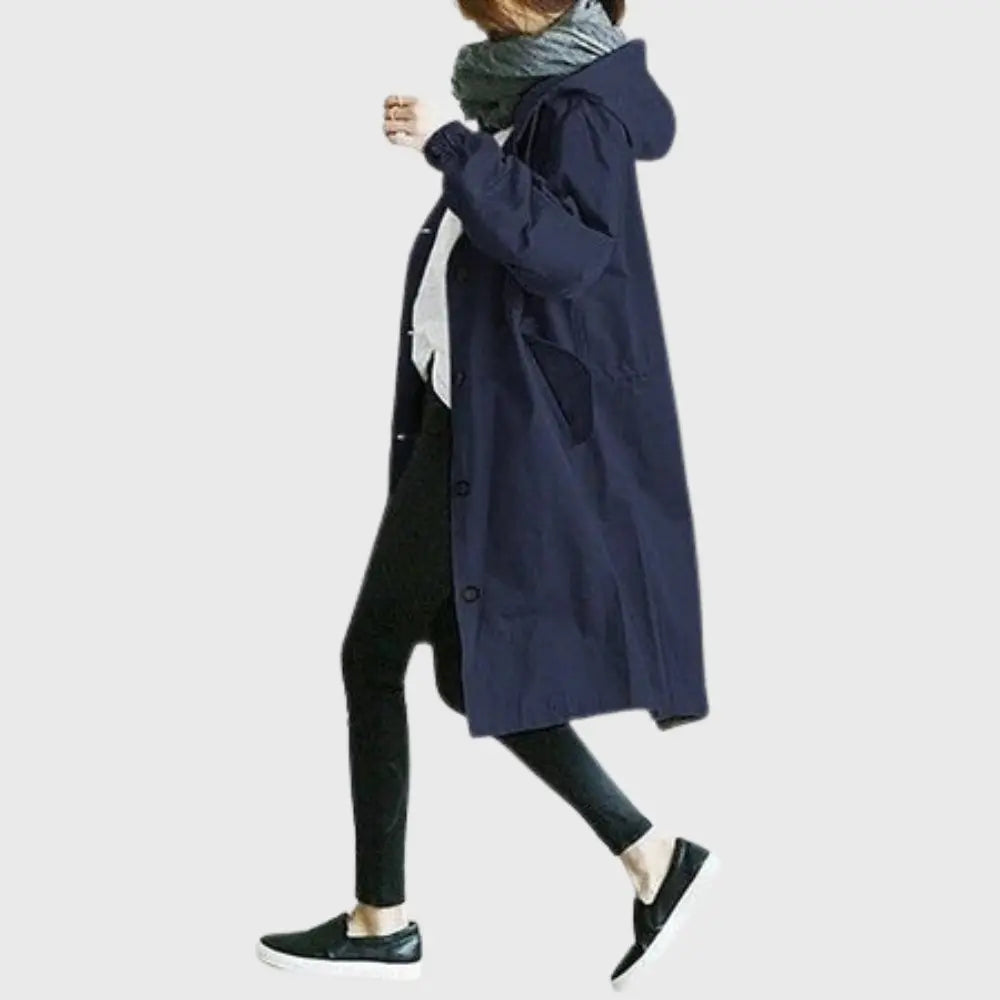 Women's Trench Coat | Waterproof, Hooded, Adjustable Belt, Long 4