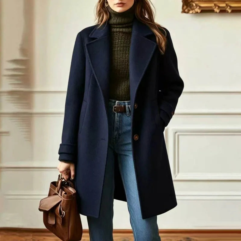 Women's Trench Coat | Wool Blend, Retro Lapel, Mid-Length Design 2