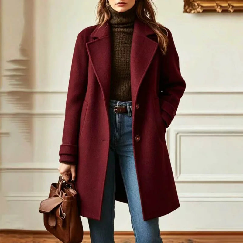 Women's Trench Coat | Wool Blend, Retro Lapel, Mid-Length Design 3