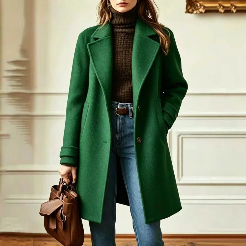 Women's Trench Coat | Wool Blend, Retro Lapel, Mid-Length Design 4