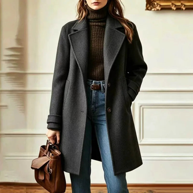 Women's Trench Coat | Wool Blend, Retro Lapel, Mid-Length Design 5