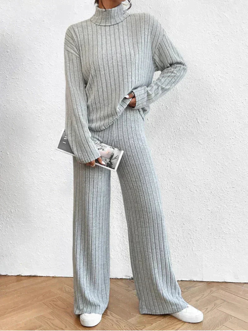 Women's Two-Piece Comfort Set | Stretchy Pants with Elegant Waistband and Stylish Sweater 2
