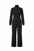 Women's Two Piece Set | Black Long Sleeve Polo & Straight Pants, Co Ord Sets Women 0
