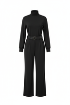 Women's Two Piece Set | Black Long Sleeve Polo & Straight Pants, Co Ord Sets Women 0