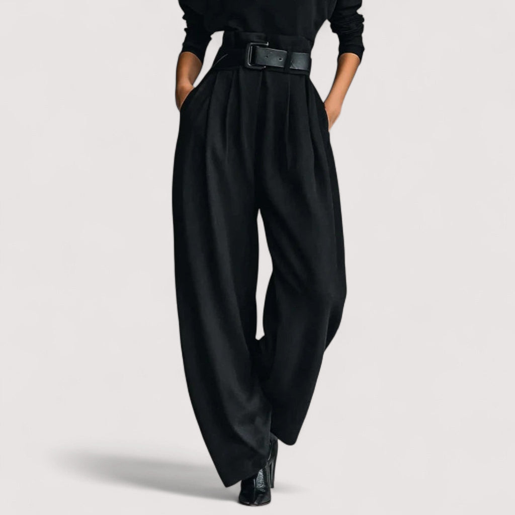 Women's Two Piece Set | Black Long Sleeve Polo & Straight Pants, Co Ord Sets Women 4