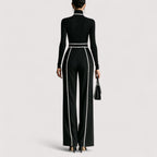 Women's Two Piece Set | High-Neck Top with Wide Leg Pants, Luxurious Co Ord Set 2