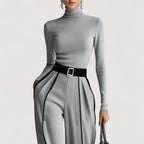 Women's Two Piece Set | High-Neck Top with Wide Leg Pants, Luxurious Co Ord Set 6