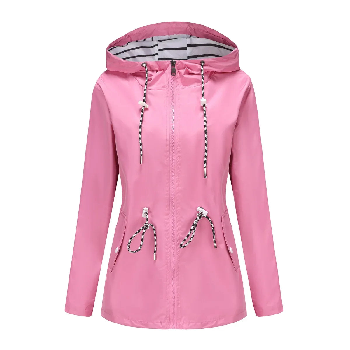 Women's Waterproof Rain Jacket | Adjustable Drawstring Waist, Attached Hood 10