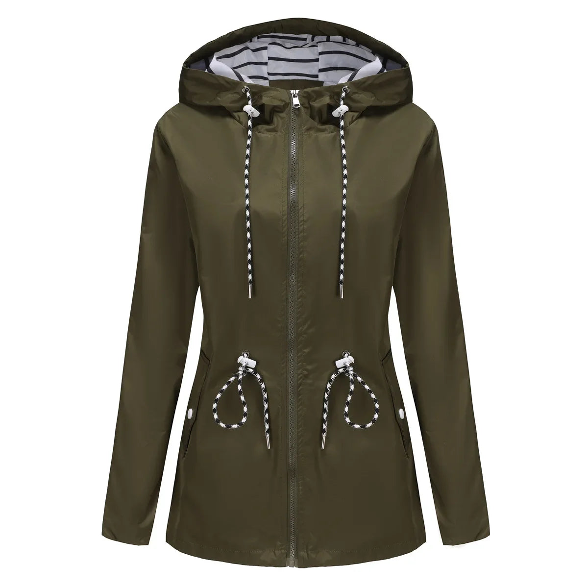 Women's Waterproof Rain Jacket | Adjustable Drawstring Waist, Attached Hood 6