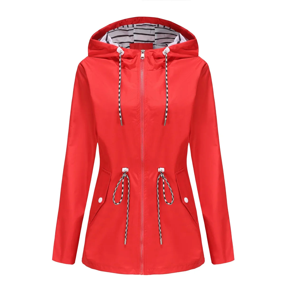 Women's Waterproof Rain Jacket | Adjustable Drawstring Waist, Attached Hood 9