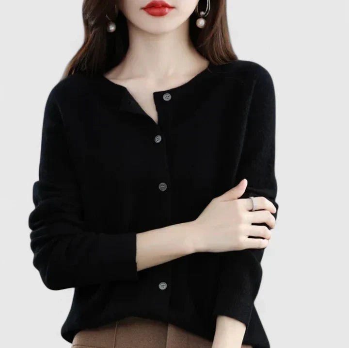 Women's White Cardigan | Comfortable Fit, Classic O-Neck, Medium Stretch 5