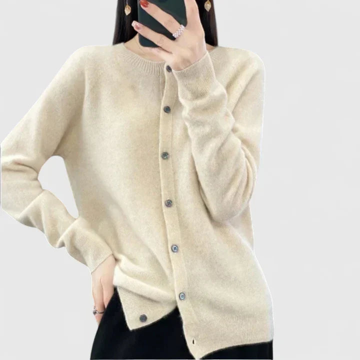 Women's White Cardigan | Comfortable Fit, Classic O-Neck, Medium Stretch 8
