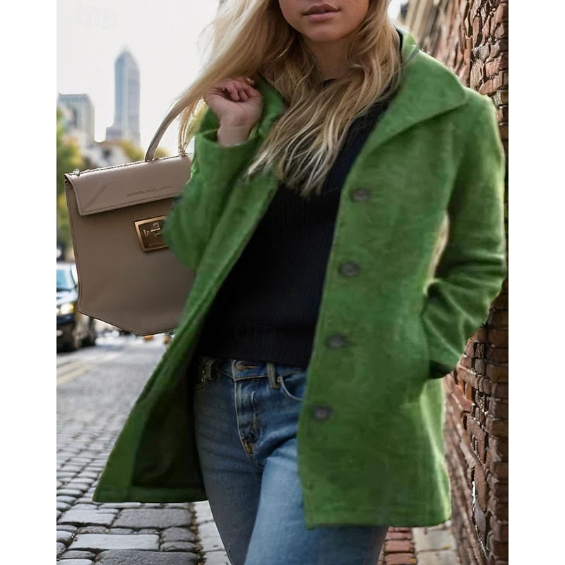 Women's Winter Coat | Mid-Length, Button-Front, Turndown Collar, Tailored Fit 3