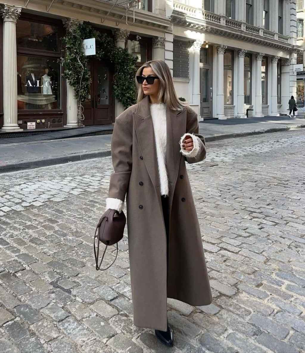 Women's Winter Coat | Oversized Double-Breasted Design, Structured Shoulders 0